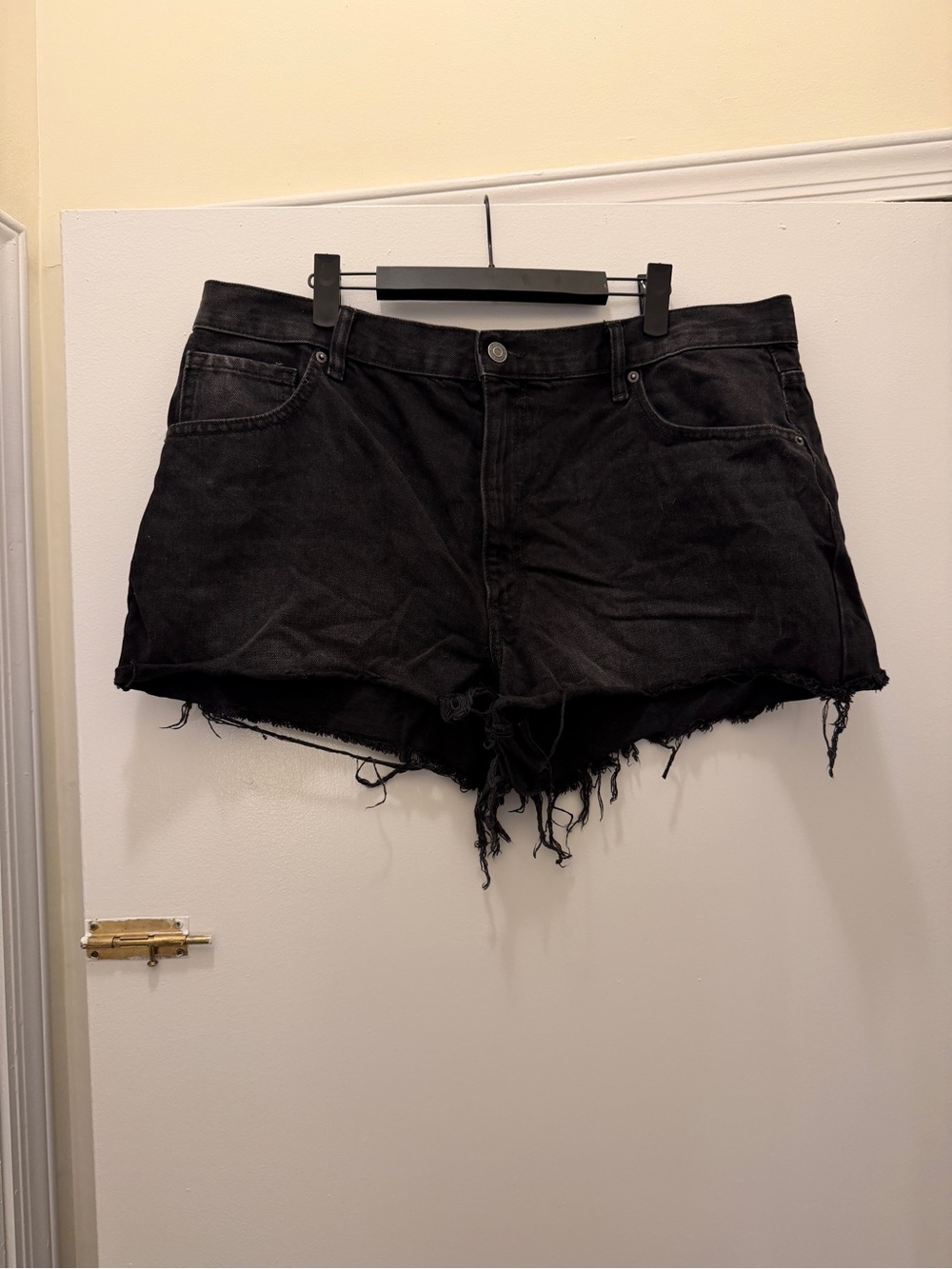 ASOS High Waisted Black Distressed Women's Denim Shorts